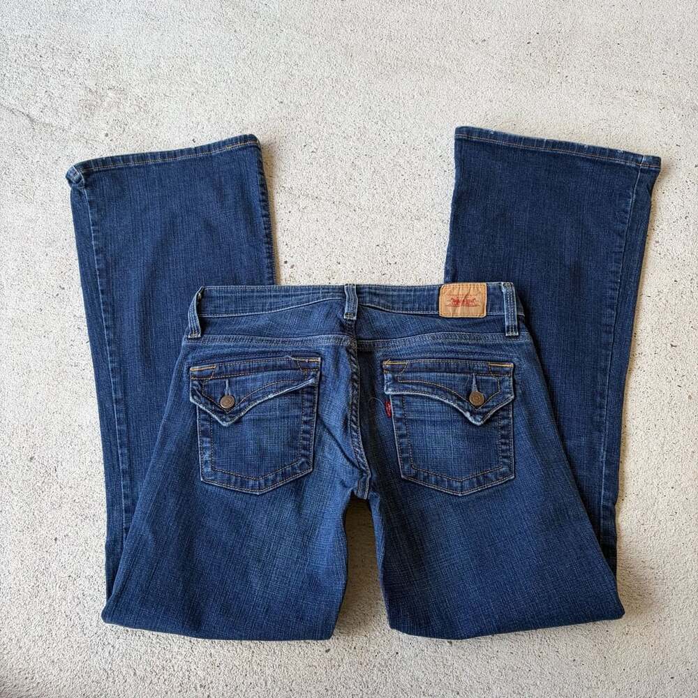Levi's Y2k 524 Too Superlow Flare Jeans Women's 7M Low Rise Flap Pocket